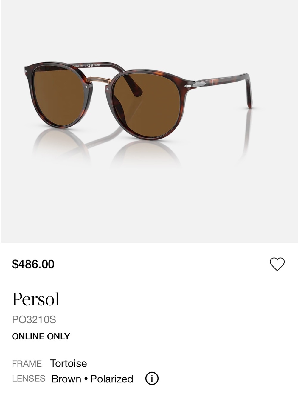 Persol Tortoise Frame Sunglasses — Brown Lenses